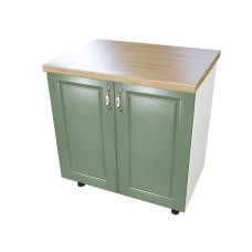 Masca pentru chiuveta cu 2 usi 80 cm Zebra, Alb/MDF Verde cu blat Artar, 80 x 85 x 60 cm